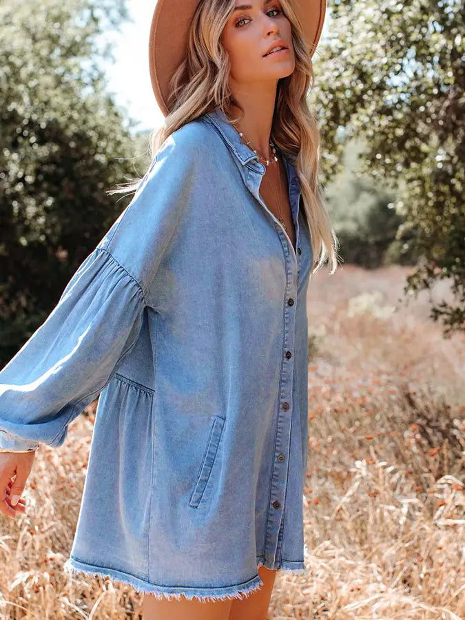 Denim Loose Long sleeve Mini Dress