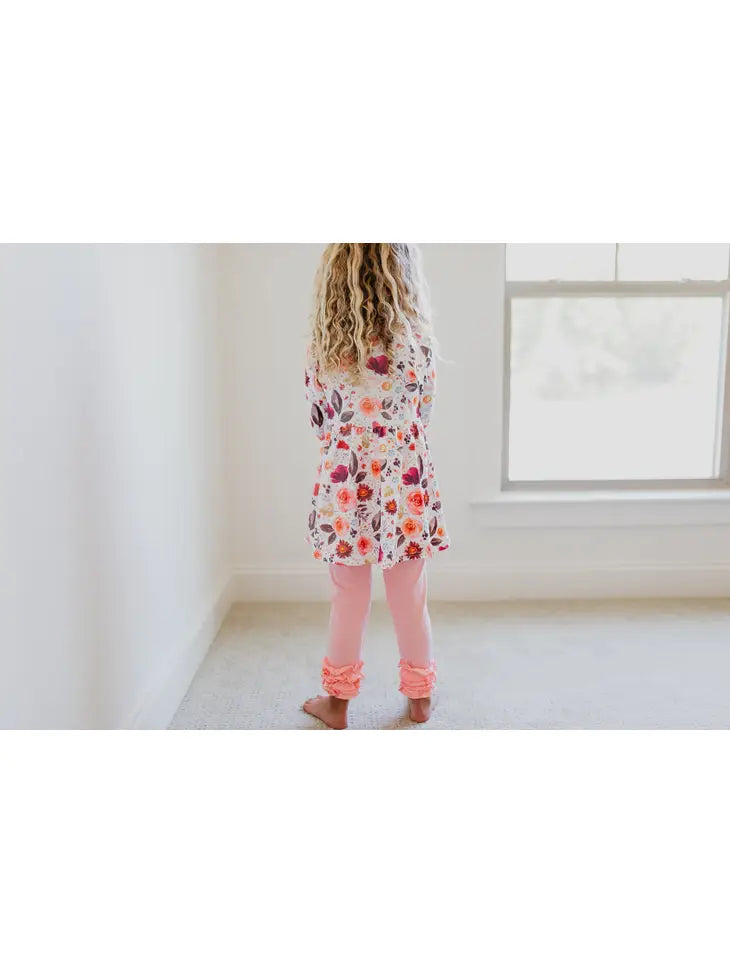 Peach Floral Ruffle Bottom Set