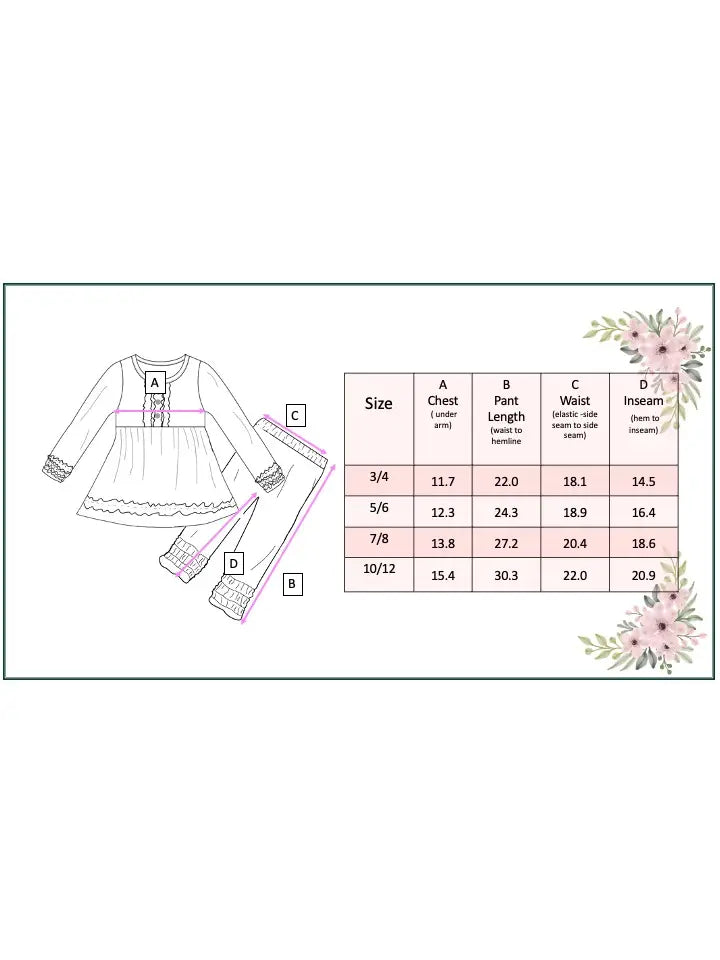 Peach Floral Ruffle Bottom Set