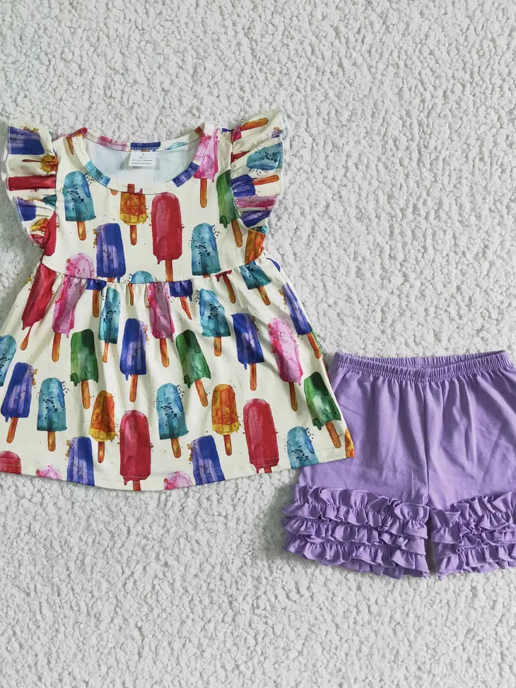 Popsicle Flutter Sleeve Shorts Set