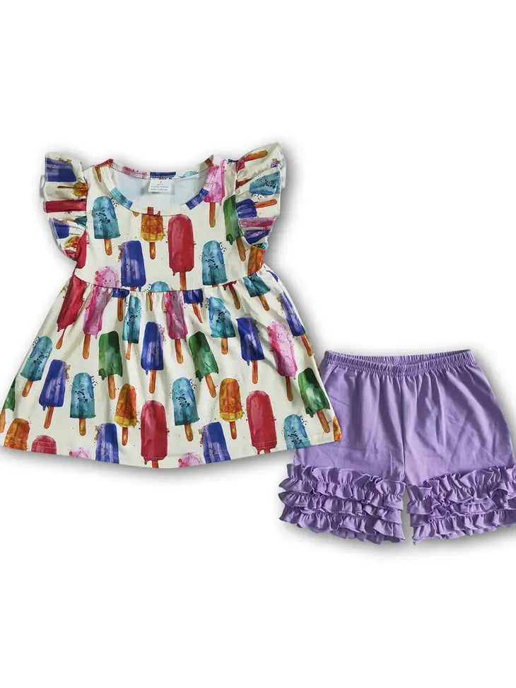 Popsicle Flutter Sleeve Shorts Set
