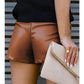 Faux Leather Pleated Shorts