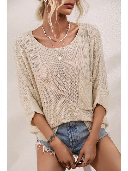 Addy Loose Fit Rolled Knit Top