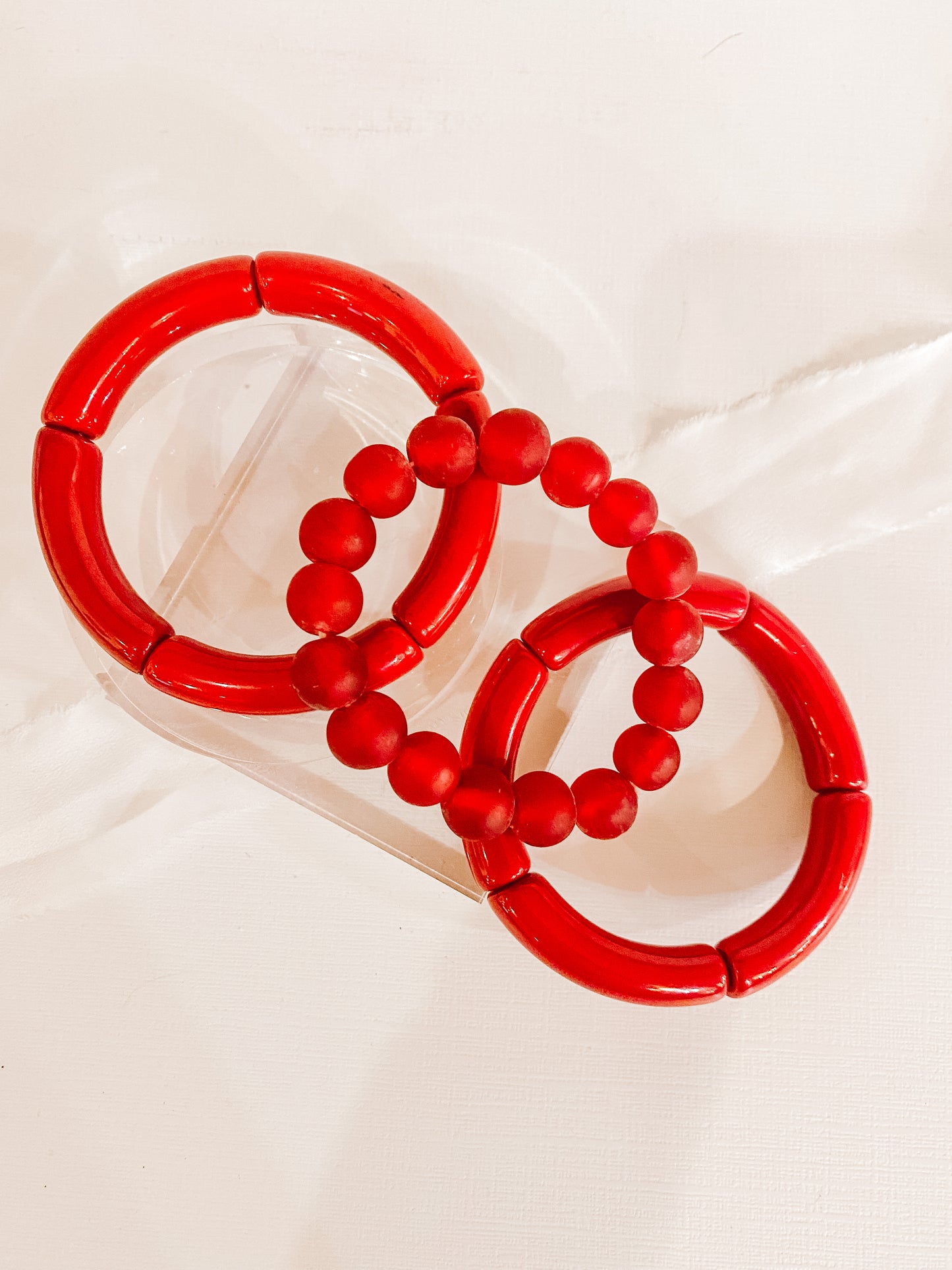 Red Stacked Bracelets